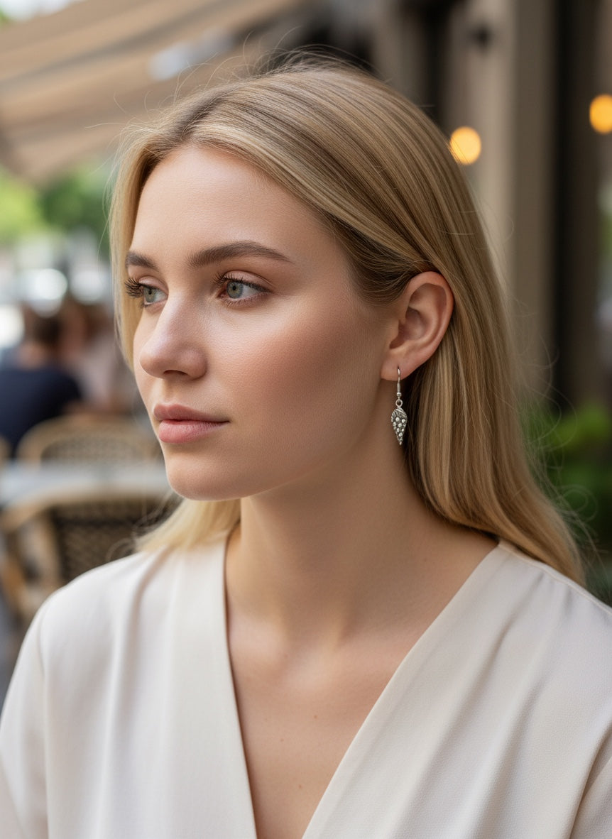 Bedrock Rose Arabesque grapevine dangling earrings in rose-bronze, featuring a bunch of grapes design.
