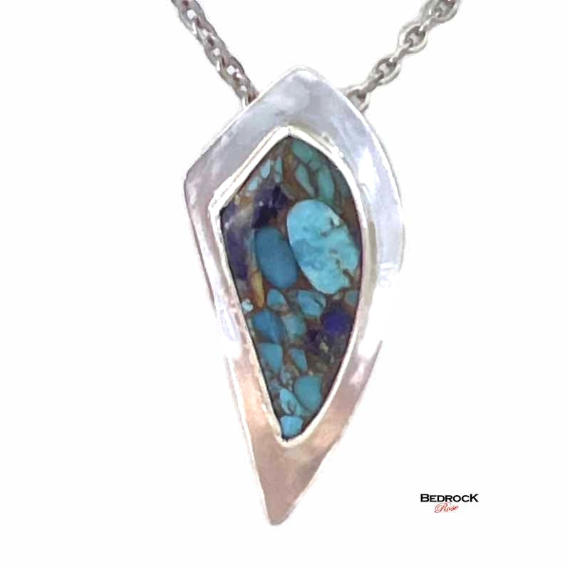 Kingman Turquoise, Lapis, and Bronze Pendant Bedrock Rose