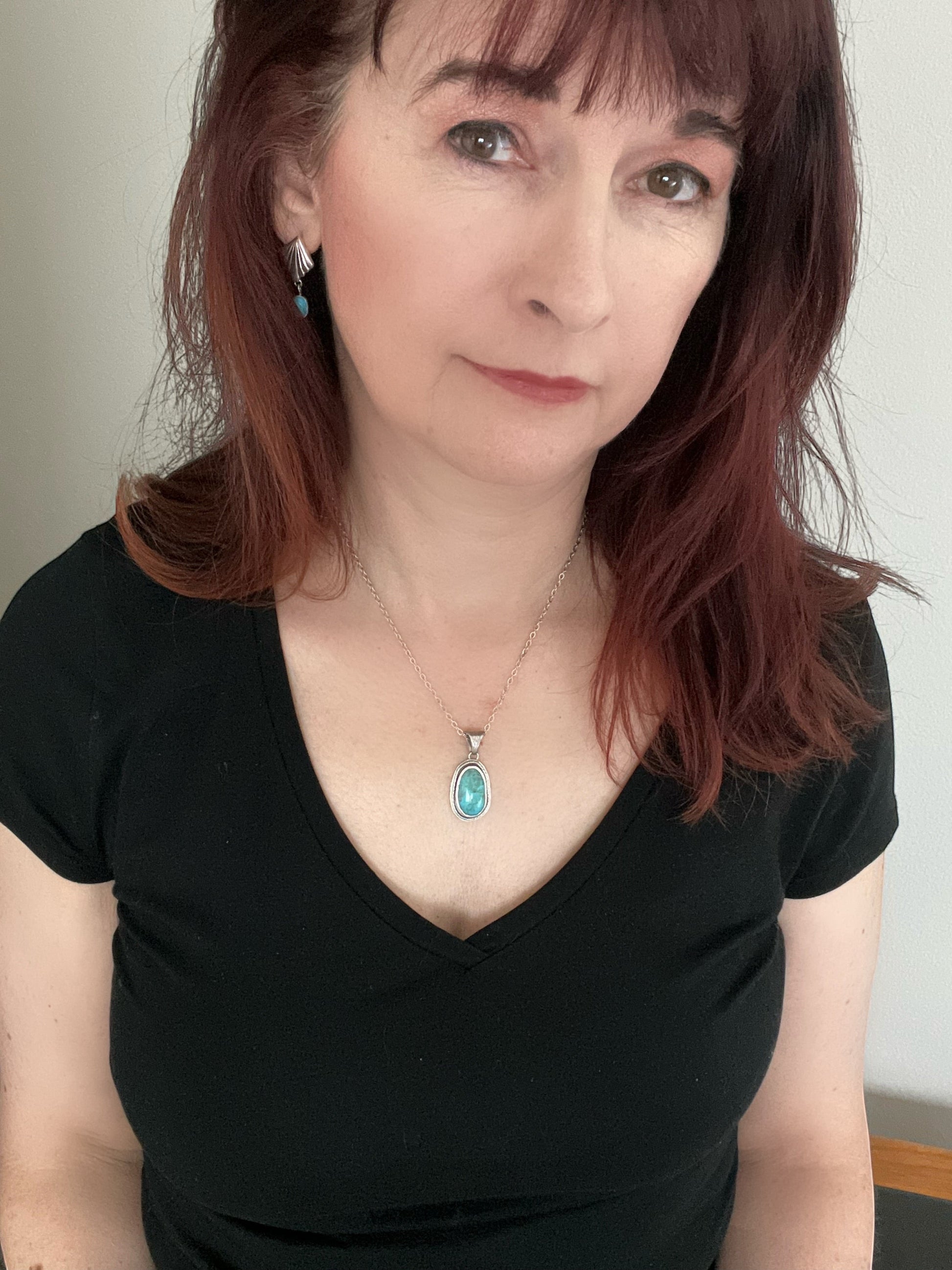 Stylish Kingman Turquoise Sterling Silver  Pendant Bedrock Rose