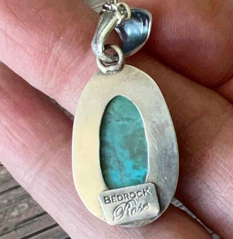 Stylish Kingman Turquoise Sterling Silver  Pendant Bedrock Rose