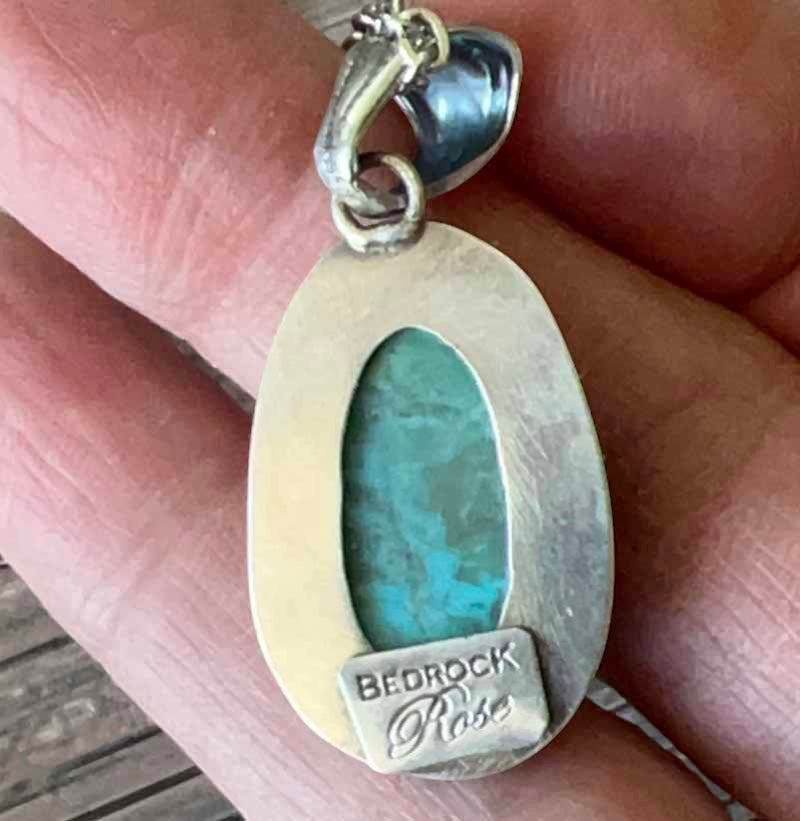 Stylish Kingman Turquoise Sterling Silver  Pendant Bedrock Rose