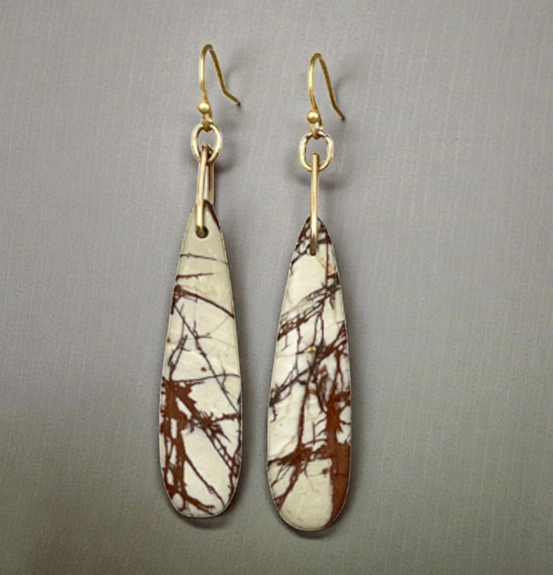 Picasso Jasper Gemstone Dangling Earrings, Picasso Stone Jewelry, Gift for Her