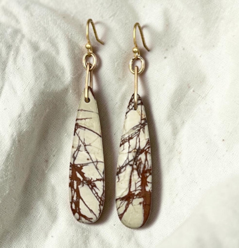 Picasso Jasper Gemstone Dangling Earrings, Picasso Stone Jewelry, Gift for Her