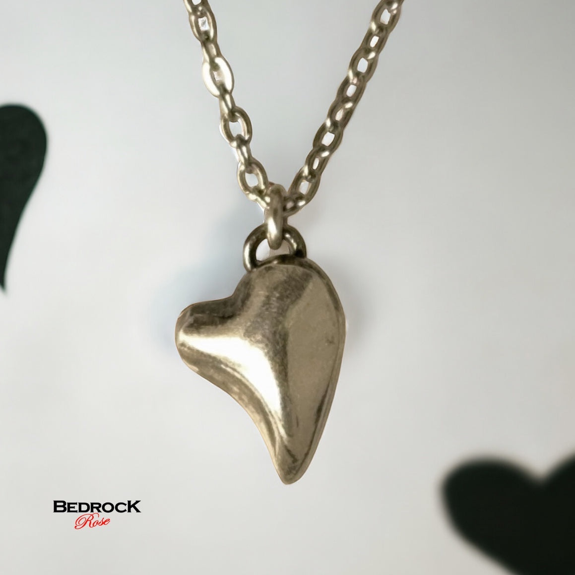 Silver Puffy Heart Pendant, Love Heart Necklace, Valentines Gift for Her