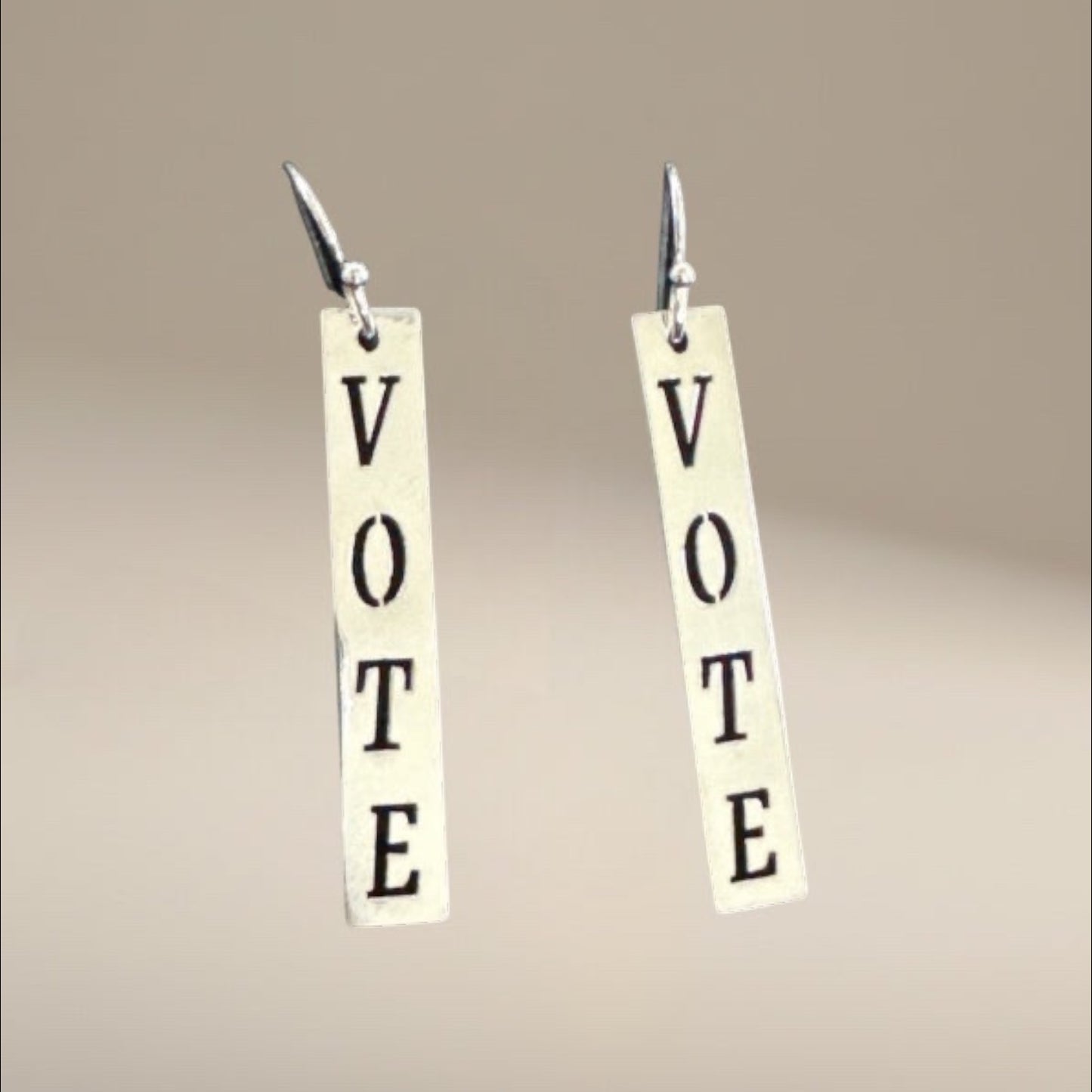 Sterling Silver Laser Cut Earrings with the word Vote, Democracy Jewelry, Democratic Votes, Election Earrings, Gift for Her