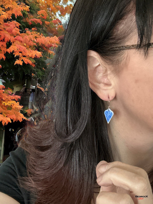 Sky Blue Floral Arabesque Earrings Bedrock Rose, Handmade jewelry, Enamel earrings