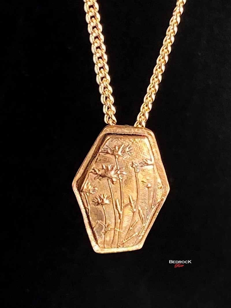 Rose Bronze Wildflower Necklace, Handcrafted Floral Jewelry, Unique Metalwork Jewelry