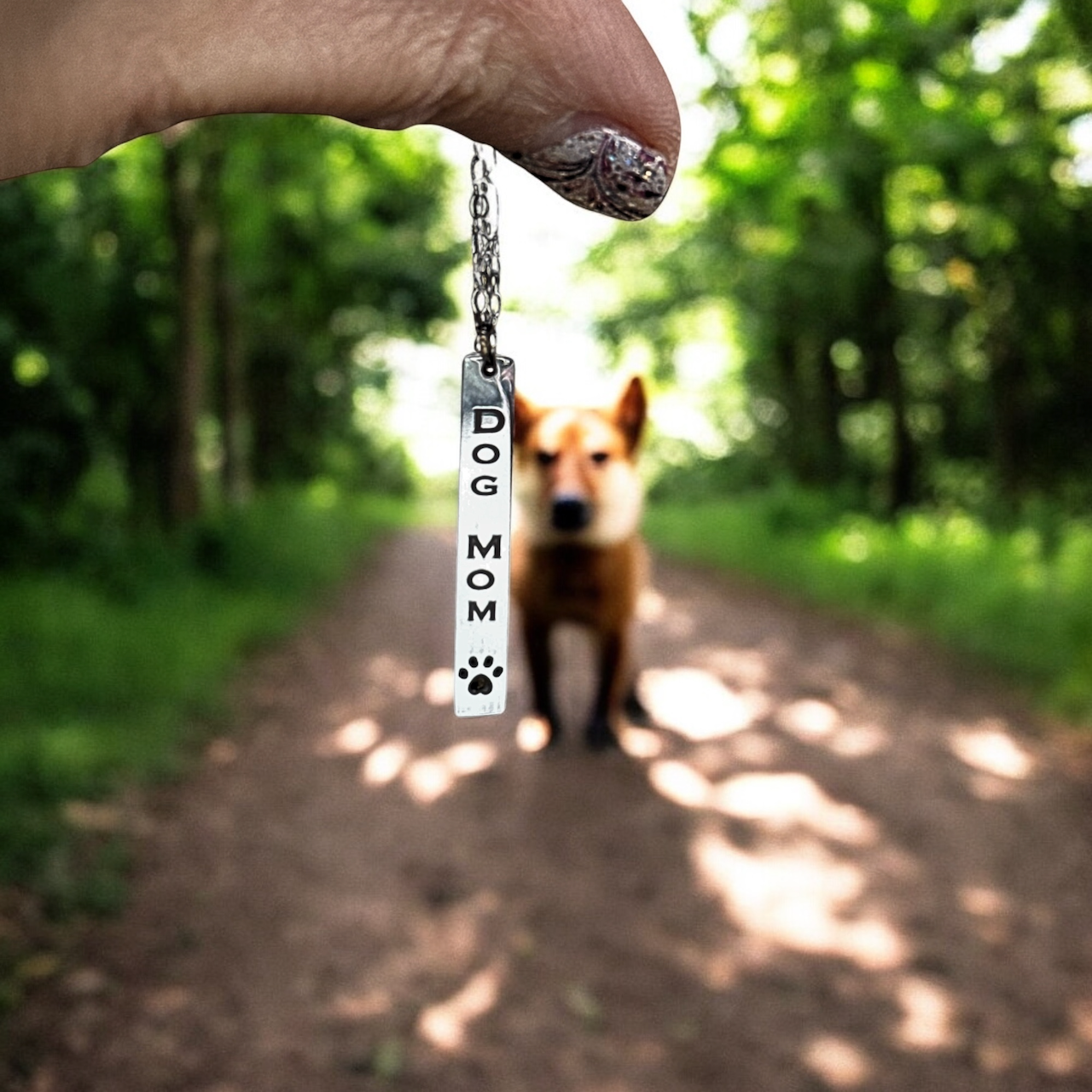 Personalized Paw Print Bar Necklace Vertical