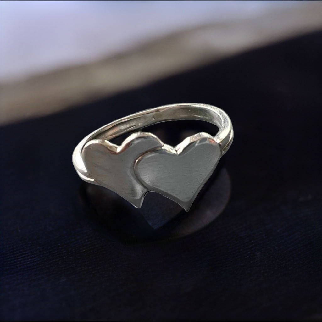 2 Hearts Sterling Silver Ring