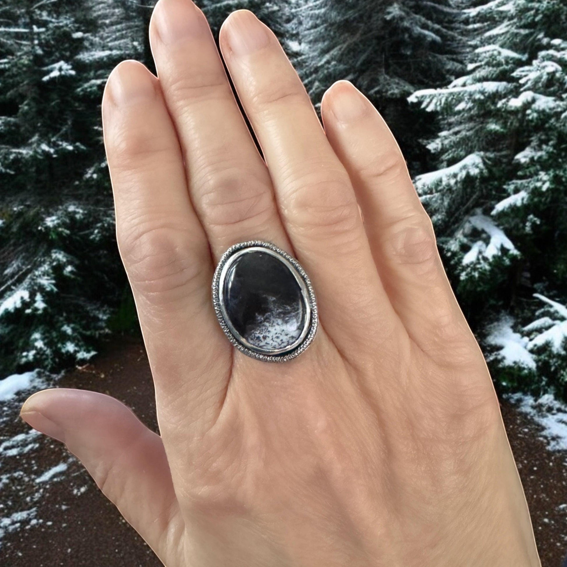 Merlinite Statement Ring | Intuition Ring | Black and White