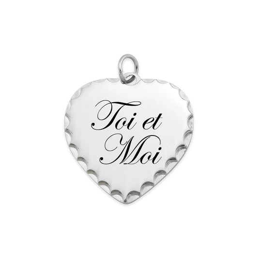 Personalized Engravable Scalloped Silver Heart Pendant