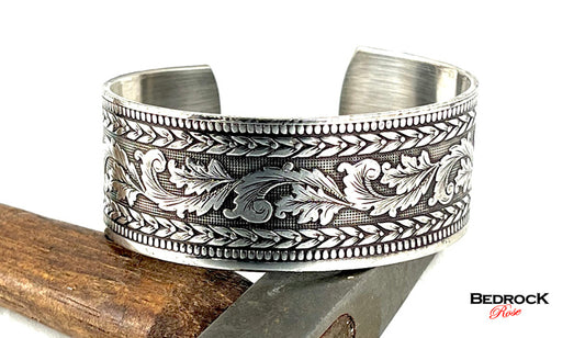 Silver Floral Flourish Cuff, Silver Vintage Floral Flourish Bracelet, Gift for Her, Silver Jewelry
