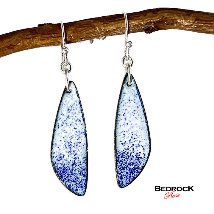 Blue-on-white Speckled Dangling Earrings