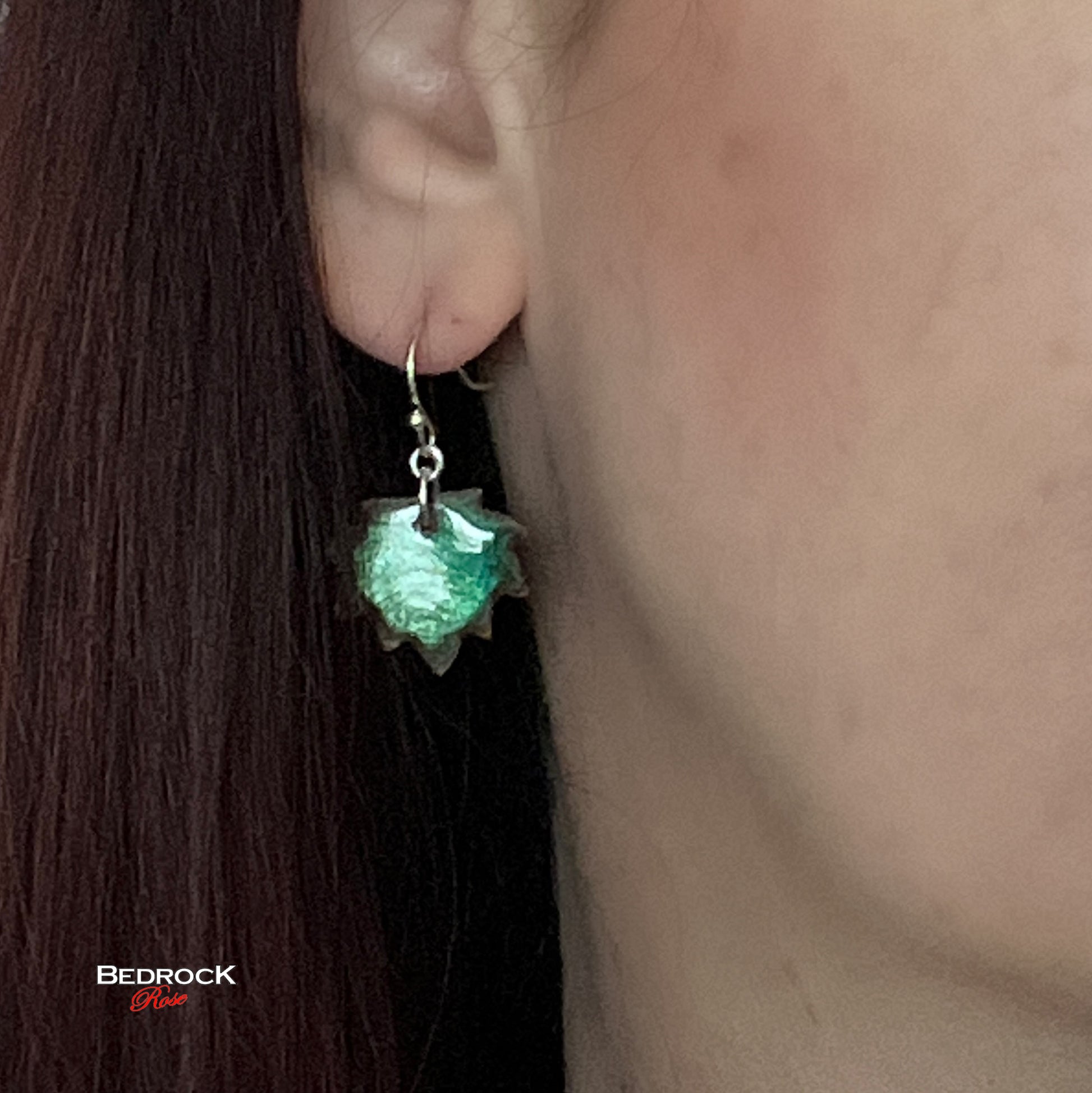 Sparkly Green Leaf Dangling Earrings