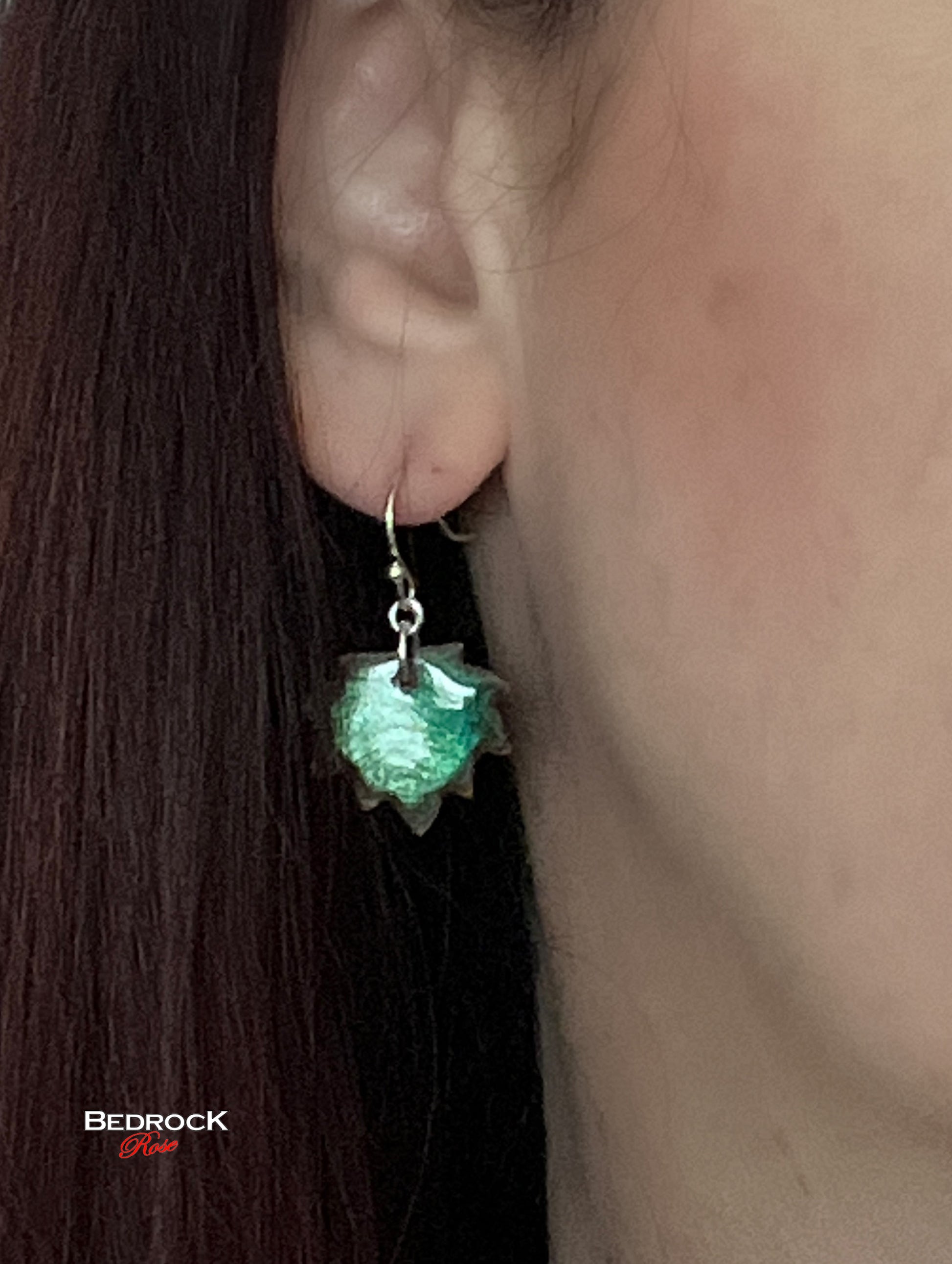 Sparkly Green Leaf Dangling Earrings