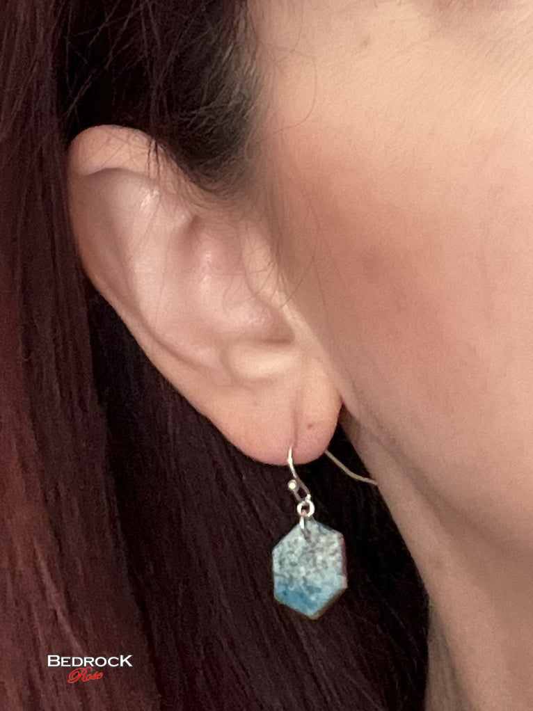 Robins egg blue hexagon dangling earrings