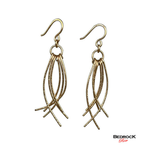 Warm Bronze Wires Curving Together Dangling Earrings, Nickel Free Bronze Fashion Earrings, Gift for her
