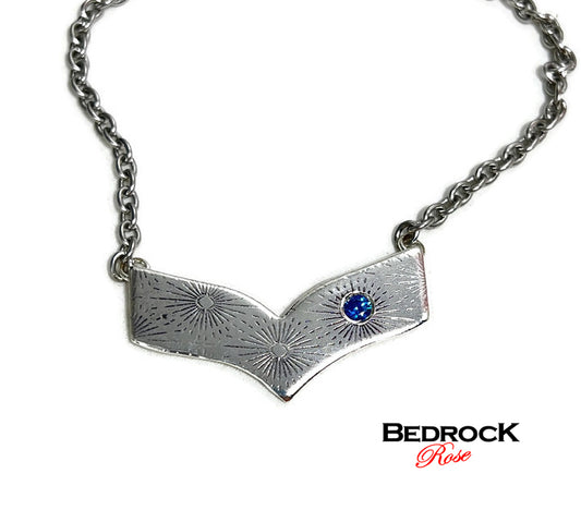 Silver chevron necklace, silver chevron pendant