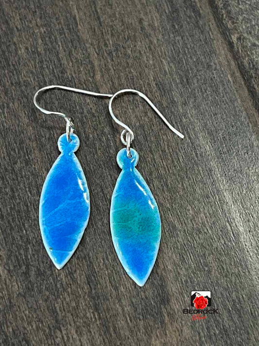 Silver Blue Deco Earrings Bedrock Rose