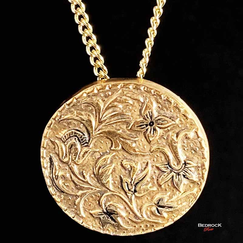 Rose Bronze Floral Medallion Pendant Bedrock Rose