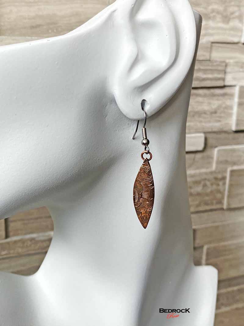 Warm Rose Bronze Floral Earrings Bedrock Rose