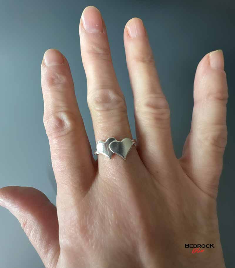2 Hearts Sterling Silver Ring – Bedrock Rose