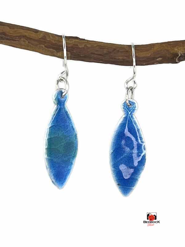 Silver Blue Deco Earrings Bedrock Rose, handmade earrings