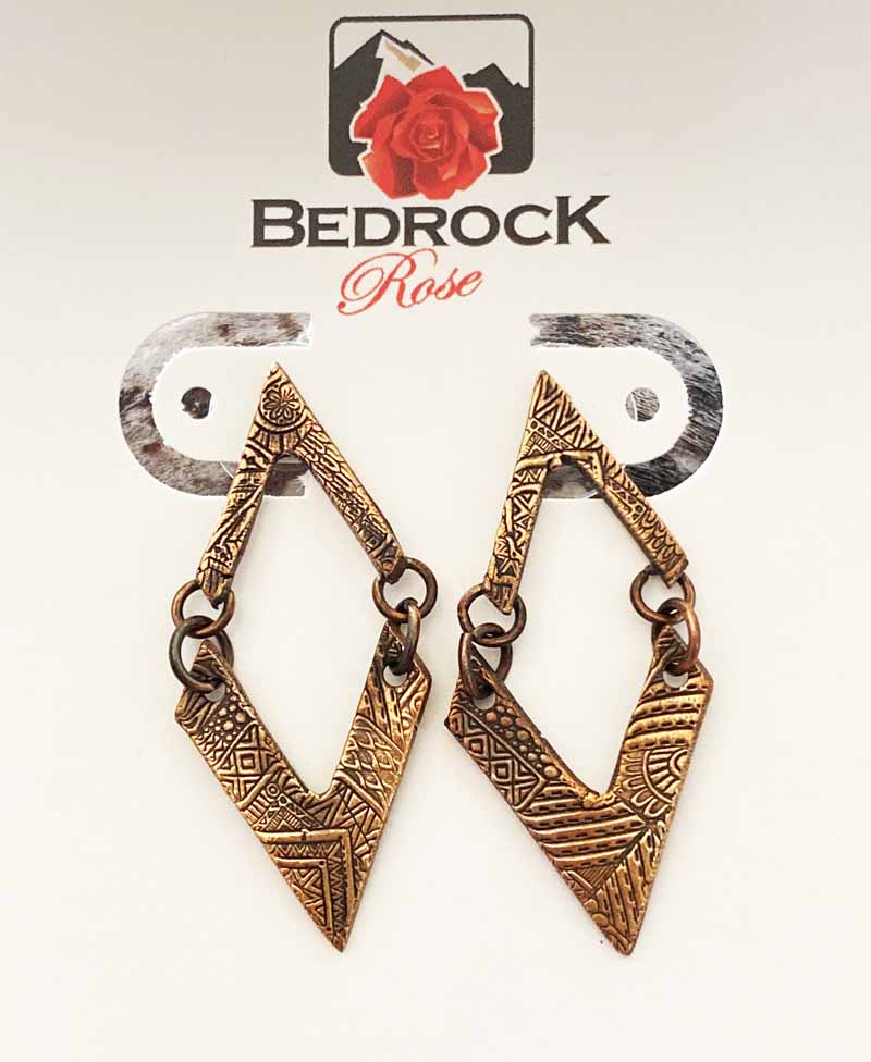 Hinged Geo-Quilt Earrings Bedrock Rose