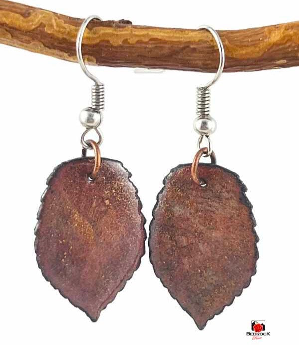 Warm Copper and Bronze Leaf Dangling Earrings Bedrock Rose