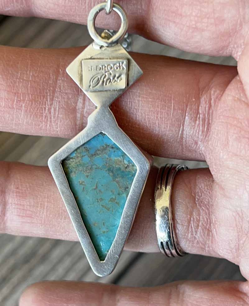 Kingman Turquoise  and Onyx Pendant Bedrock Rose