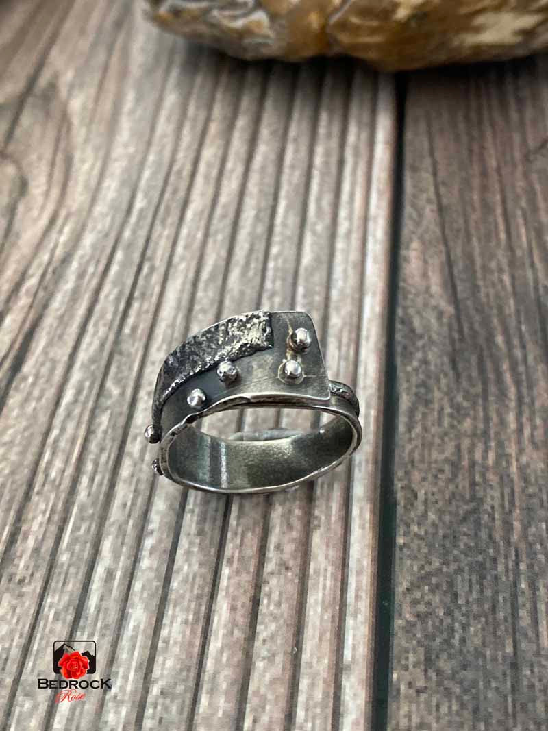 Spectacular Fused Sterling Ring Bedrock Rose