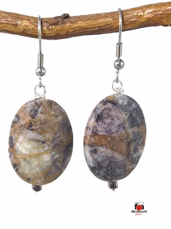 Faceted Opaque Amethyst Dangling Earrings Bedrock Rose, Calming Stone Jewelry, Gemstone danglers