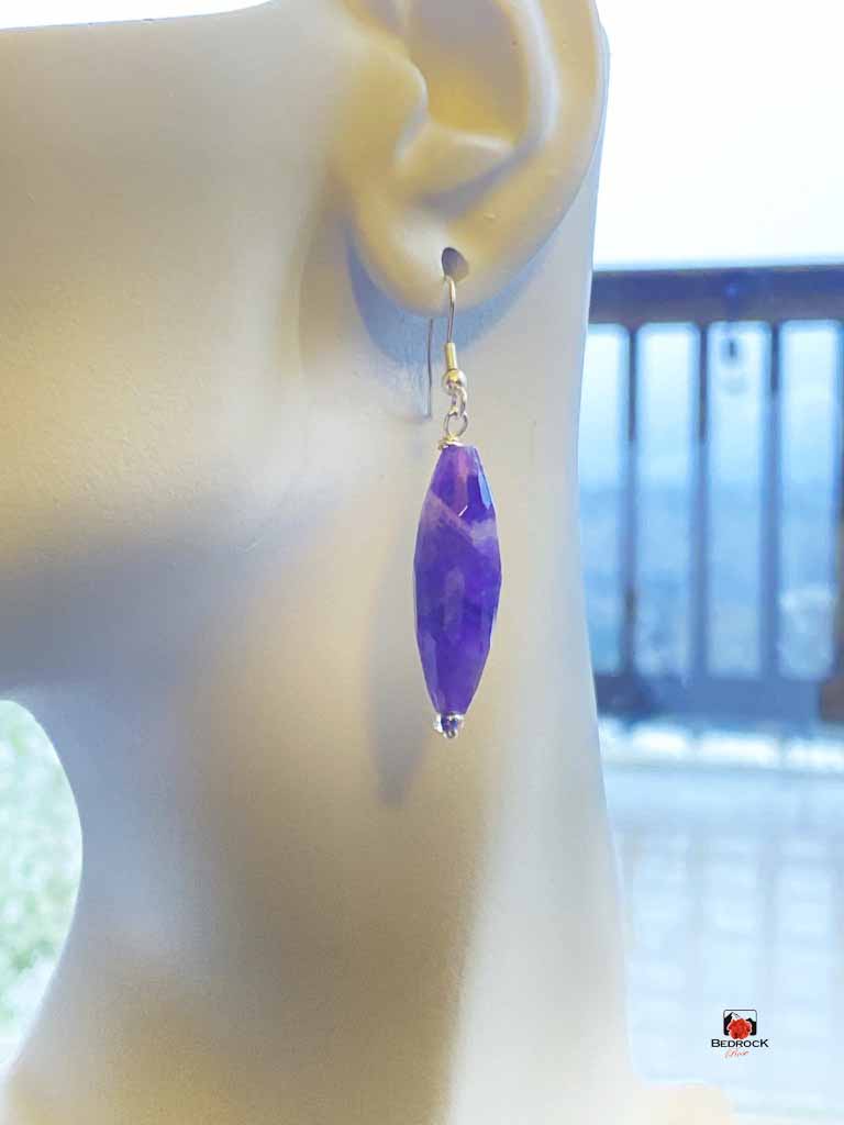  Amethyst earrings, purple gemstones, Calming Stone Earrings, Dangling earrings, February birthstone, Birthday Gift, Purple stone
