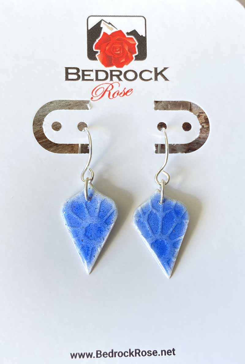 Sky Blue Floral Arabesque Earrings Bedrock Rose, Handmade jewelry, Enamel earrings