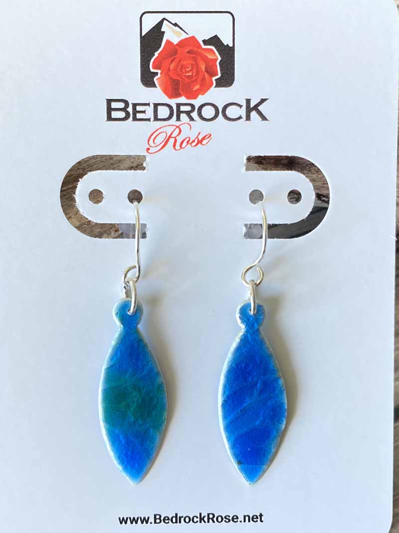 Silver Blue Deco Earrings Bedrock Rose