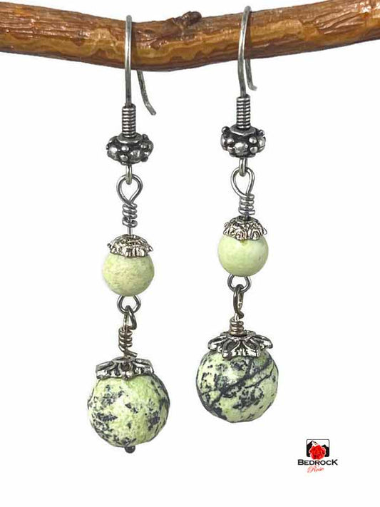 Charming Chrysoprase Dangle Earrings Bedrock Rose