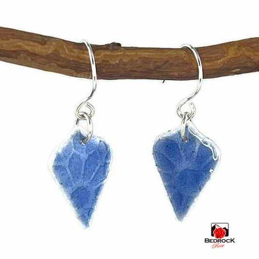 Sky Blue Floral Arabesque Earrings Bedrock Rose, Handmade jewelry, Enamel earrings