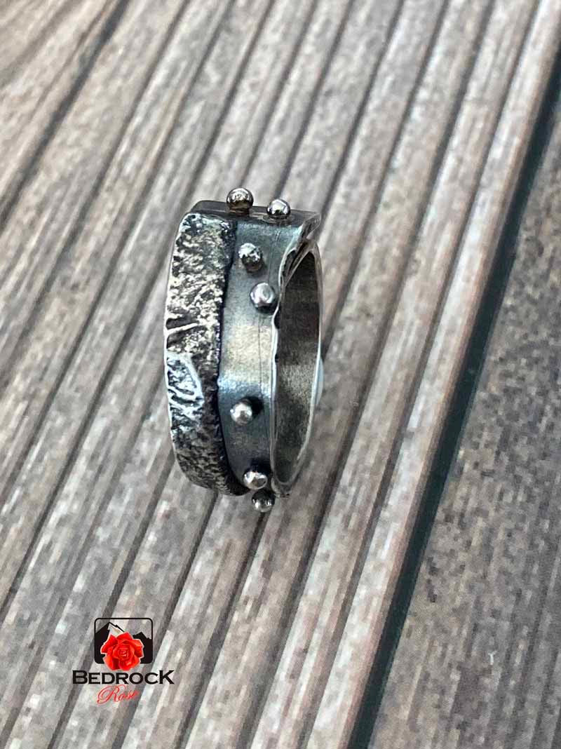 Spectacular Fused Sterling Ring Bedrock Rose