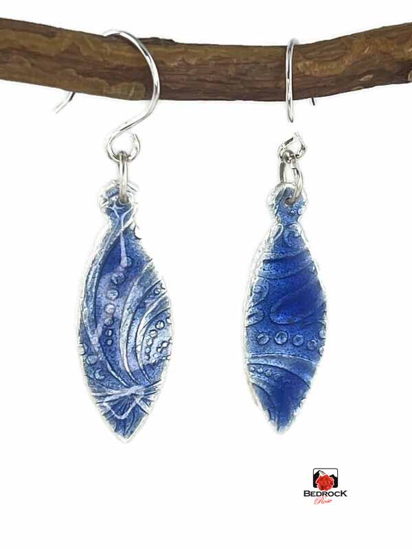 Transparent Blue Oval Earrings Bedrock Rose