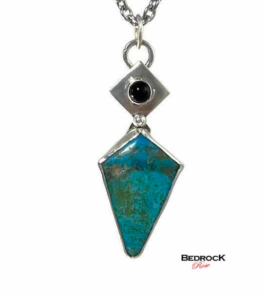 Kingman Turquoise  and Onyx Pendant Bedrock Rose