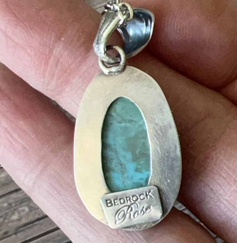 Stylish Kingman Turquoise Sterling Silver  Pendant Bedrock Rose