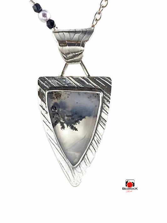 Merlinite Sterling Silver Shield Pendant Bedrock Rose