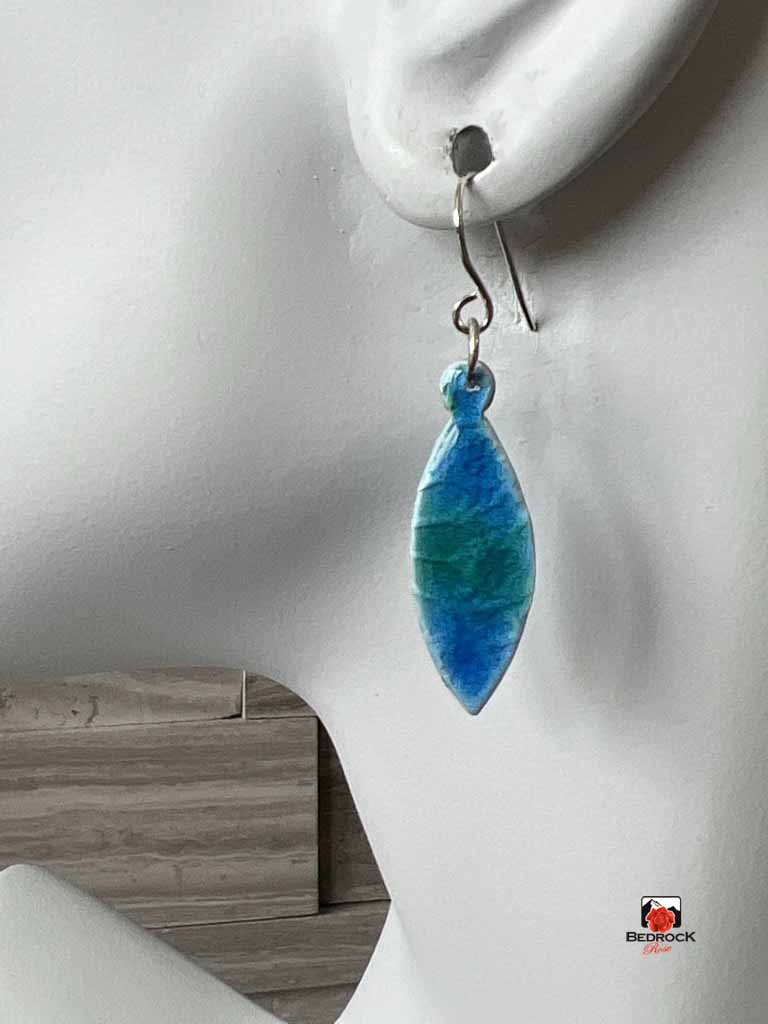 Silver Blue Deco Earrings Bedrock Rose, handmade earrings