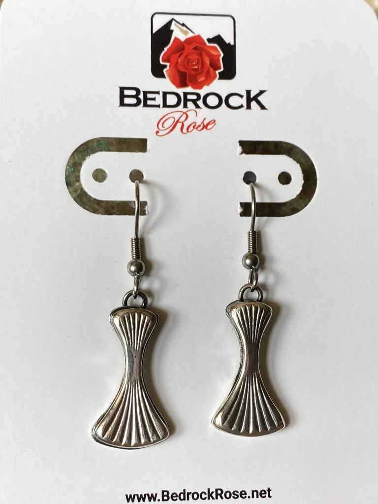 Silver Art Deco Dangling Earrings Bedrock Rose, Vertical Bar Earrings, Art Deco Jewelry