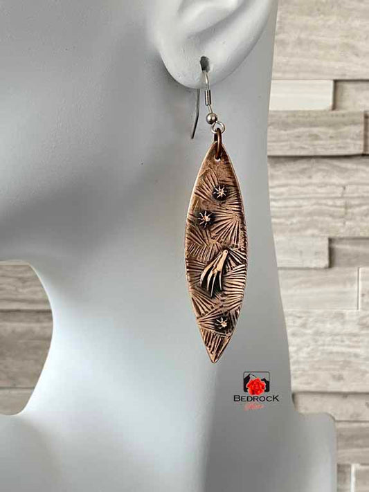 Irresistible Elongated Oval Bronze Earrings Bedrock Rose