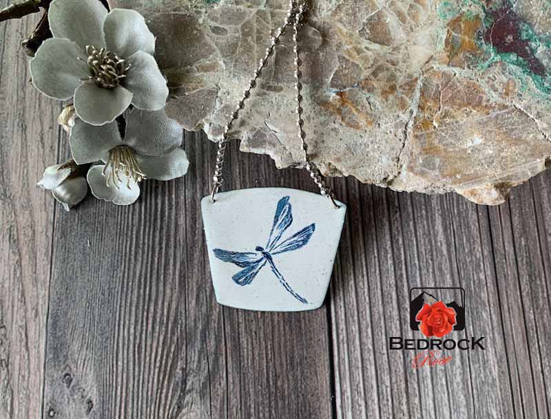 Mystical Blue Dragonfly Pendant Bedrock Rose