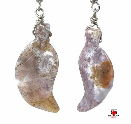 Jasper Leaf Dangling Earrings Bedrock Rose