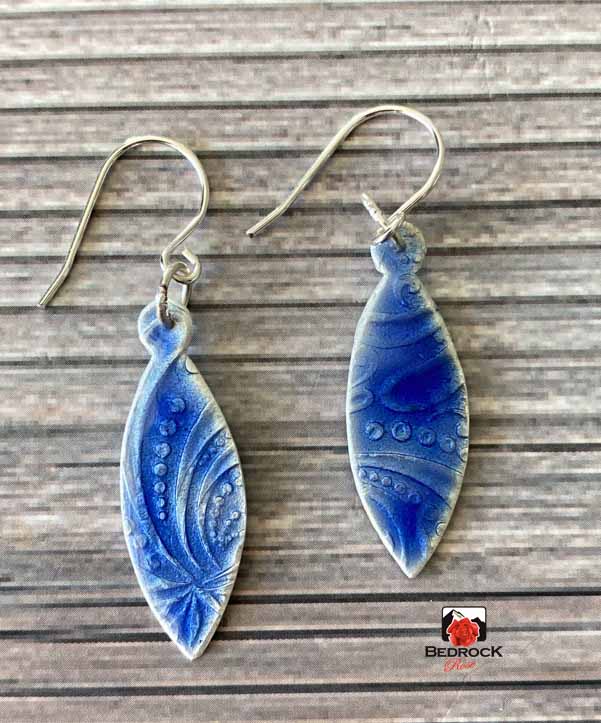 Transparent Blue Oval Earrings Bedrock Rose