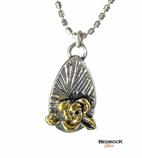 Exquisite Silver and Gold Rose Pendant Bedrock Rose